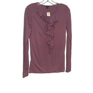 Ann Taylor women's long sleeve ruffle front top size M